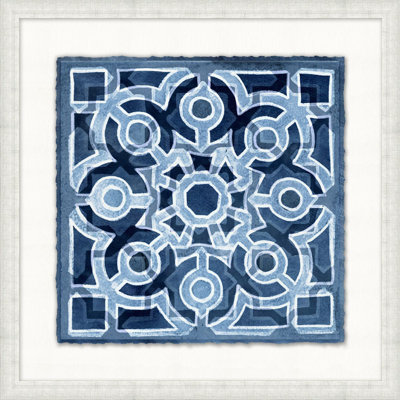 Vitrail indigo 1 - Peinture sur papier encadrée