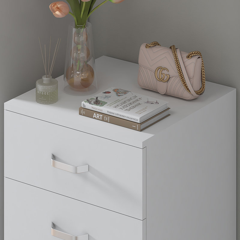 Lycinda 5 Drawer Tallboy Chest Of Drawers - Matt Finish, Scratch Resistant, Brushed Chrome Metal Handles, White