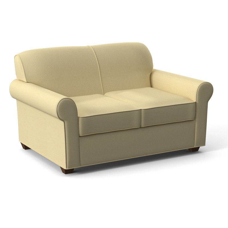 Finn 59" Rolled Arm Sofa Bed Loveseat with Reversible Cushions, Montana Walnut, Dillon Buff