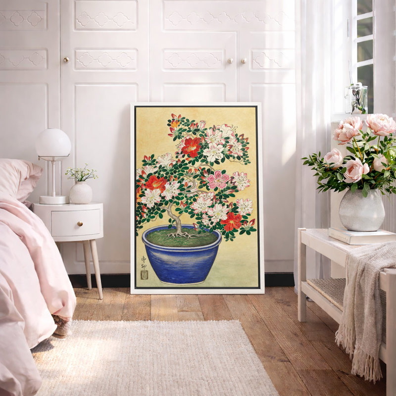 «Blooming Azalea Bonsai», art floral de nature morte, impression sur toile encadrée, H 36 po x l 24 po x 1,5 po