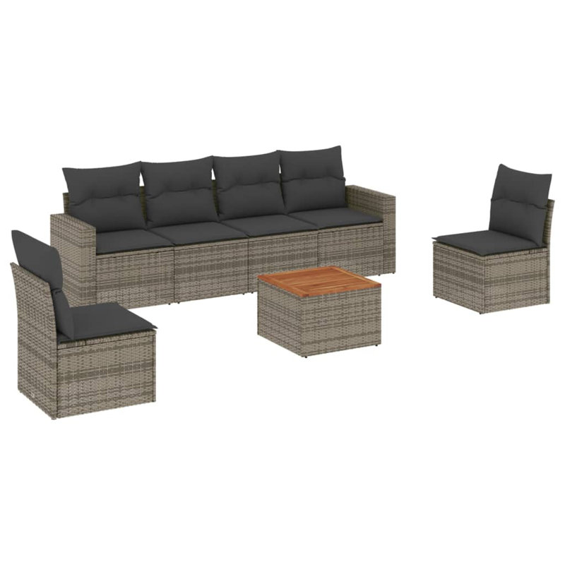 Vidaxl Garden Sofa Set, Dark Gray Cushion/Gray Frame