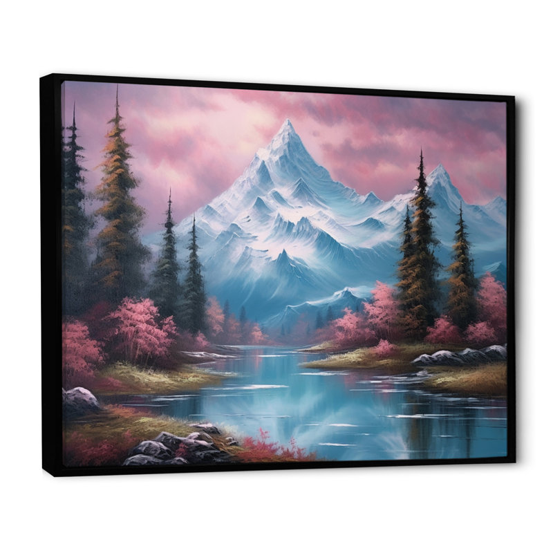 " Mountain View Bliss II ", 34" H x 44" W x 1.5" D, Black Floater Framed