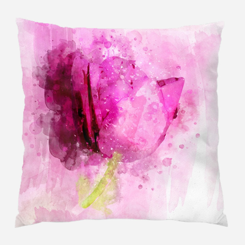 Coussin décoratif rose Fresnel, Synthétique, Intérieur