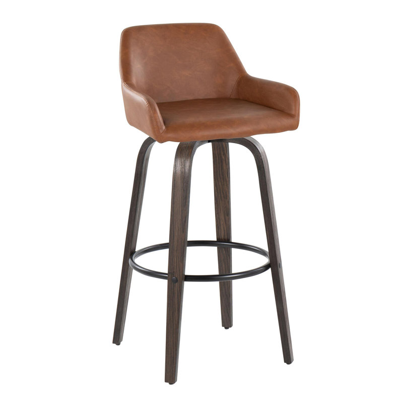 Contemporary Fixed-Height Barstool, Brown, Charcoal/Black