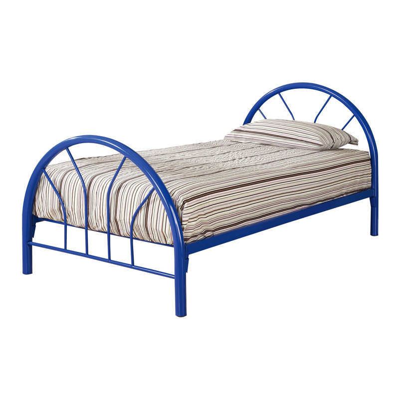 Metal Twin Open Frame Bed, Blue