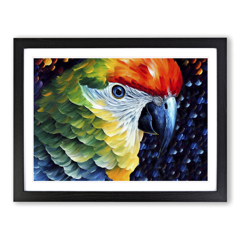 XH1022-6791X Parrot Vol.2 - Single Picture Frame Painting, Black Framed, 34cm H x 46cm W x 2cm D