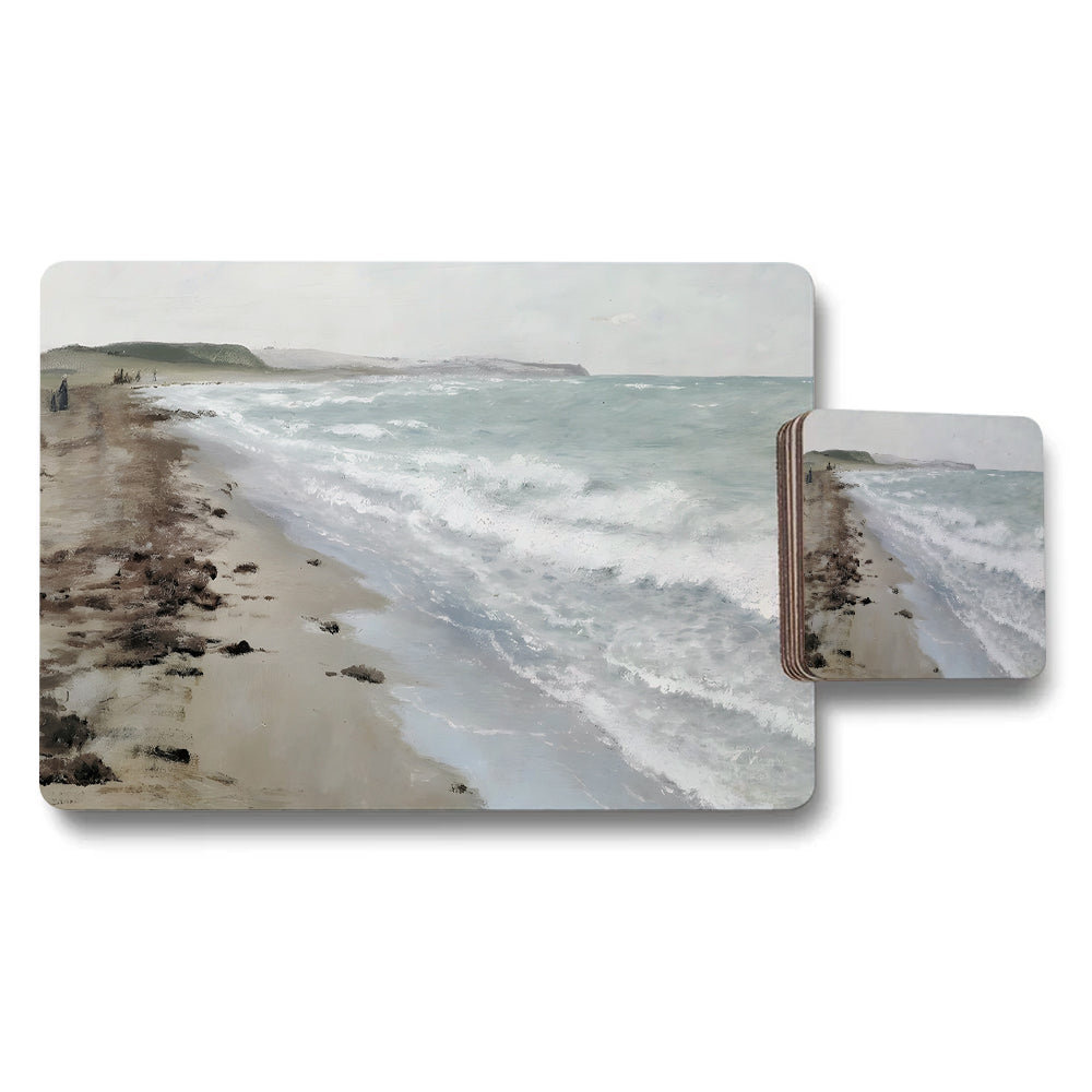 Beach Scene Placemats And Coaster Set For Dining Table