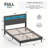 Modern Upholstered Platform Bed Frame with LED Light Headboard, Sturdy Metal & Wood Slat Support – Twin/Full/Queen Size, Dark Gray Fabric-762328369