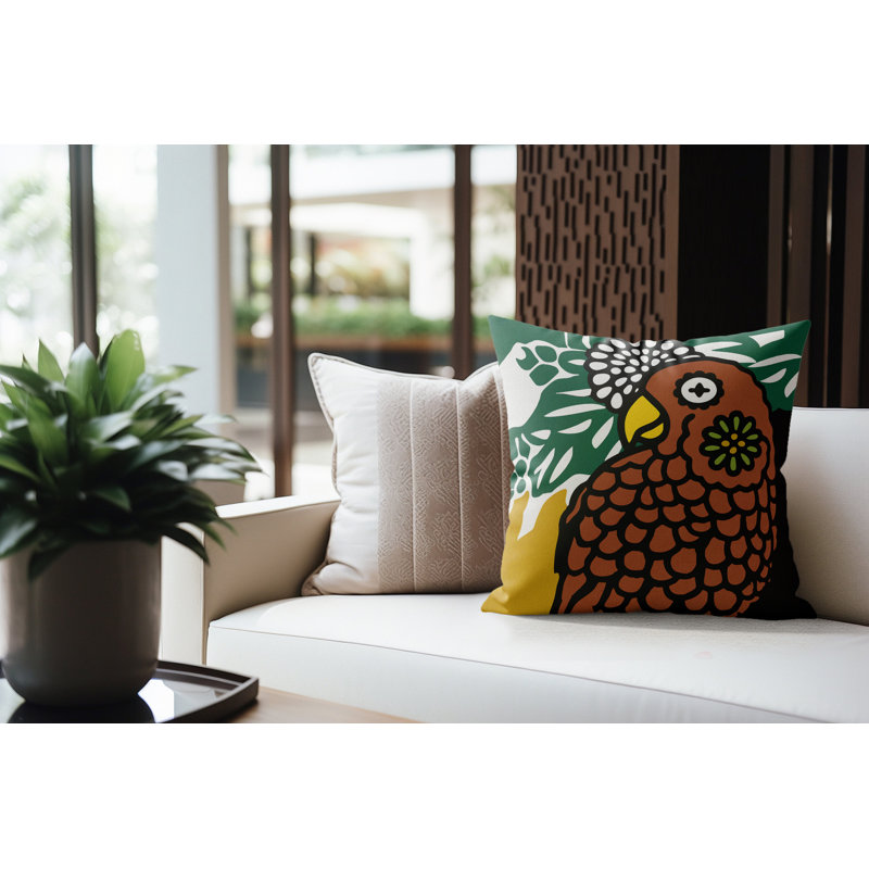 Sibia Microsuede Square Throw Pillow, Square 16", Black/Brown/Green/Yellow