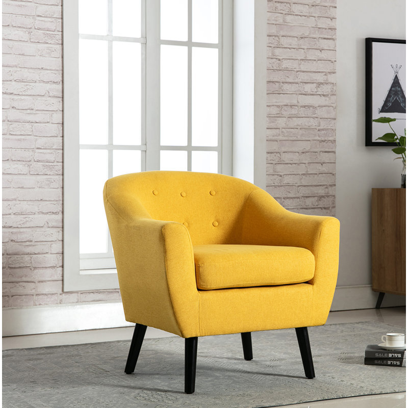 Fauteuil 78,74 cm de large capitonné en polyester, Jaune