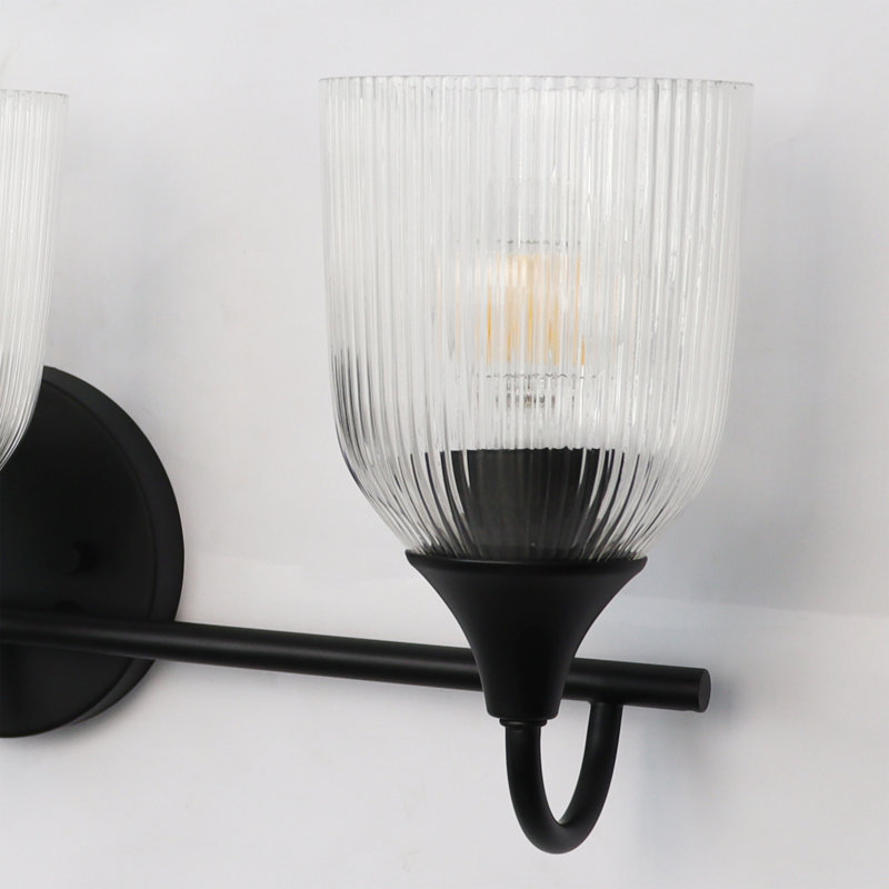 Bathroom Light Fixtures, 3-Light Brushed Bathroom Vanity Lights with Glass Shade, Modern Bathroom Lights Over Mirror, Vanity Lighting Fixtures
