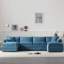 Ensemble de canapé modulaire en chenille de 136 po avec assise profonde et large, ensemble de coussins en forme de U avec coussins doubles-86971861