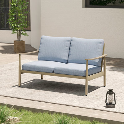 Mariene 52'' Wide L-Shaped Aluminum Patio Sofa with Cushions