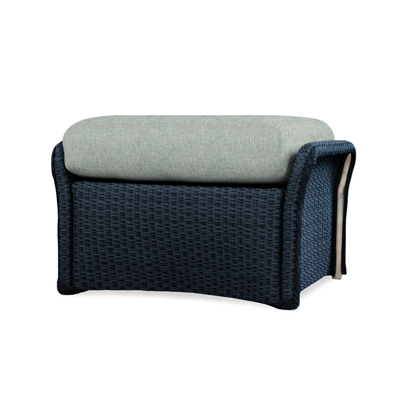 Weekend Retreat Outdoor Ottoman, Sailcloth Salt, Ebony