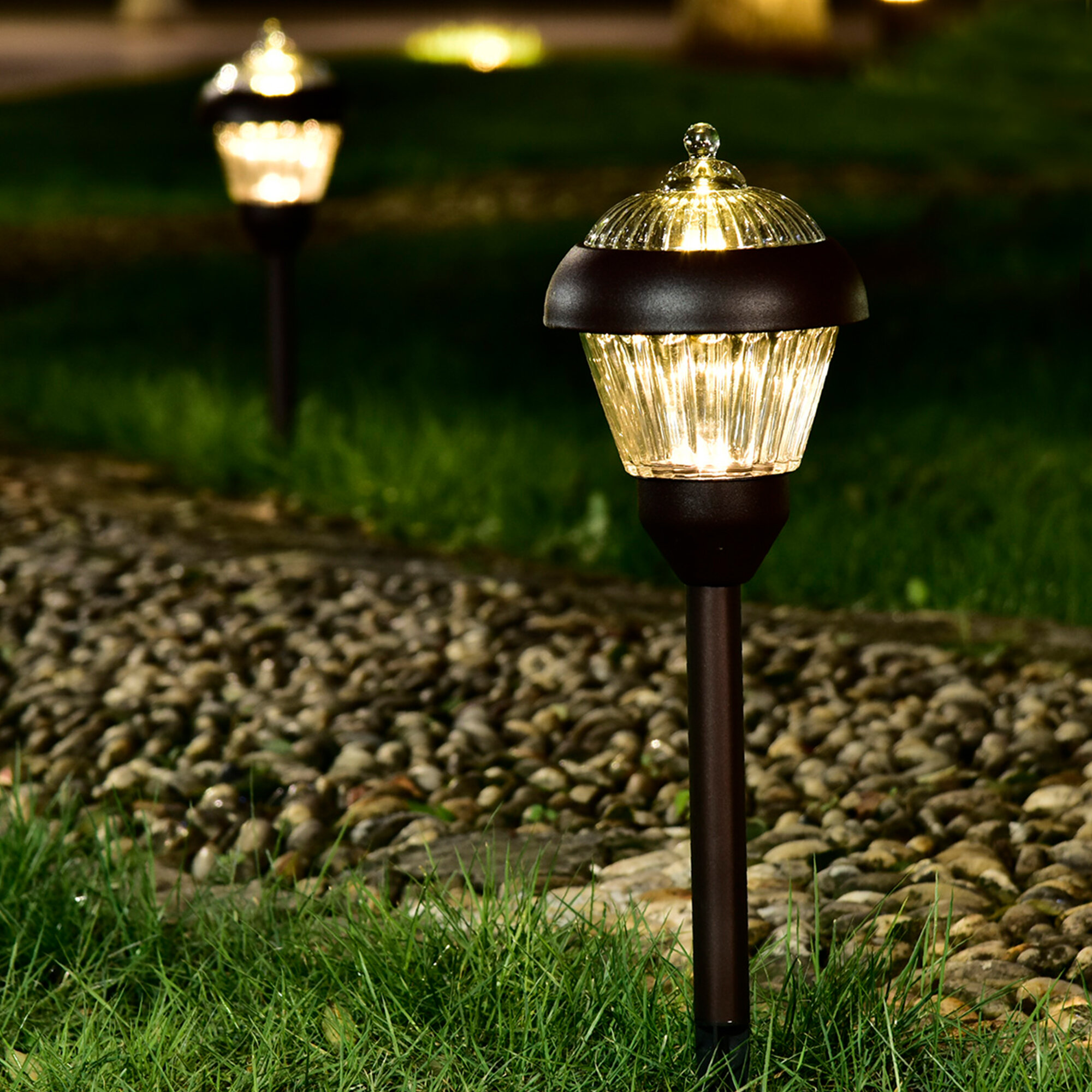 gigalumi Bronze Low Voltage Solar Powered Integrated LED Pathway Light Pack   Reviews Wayfair