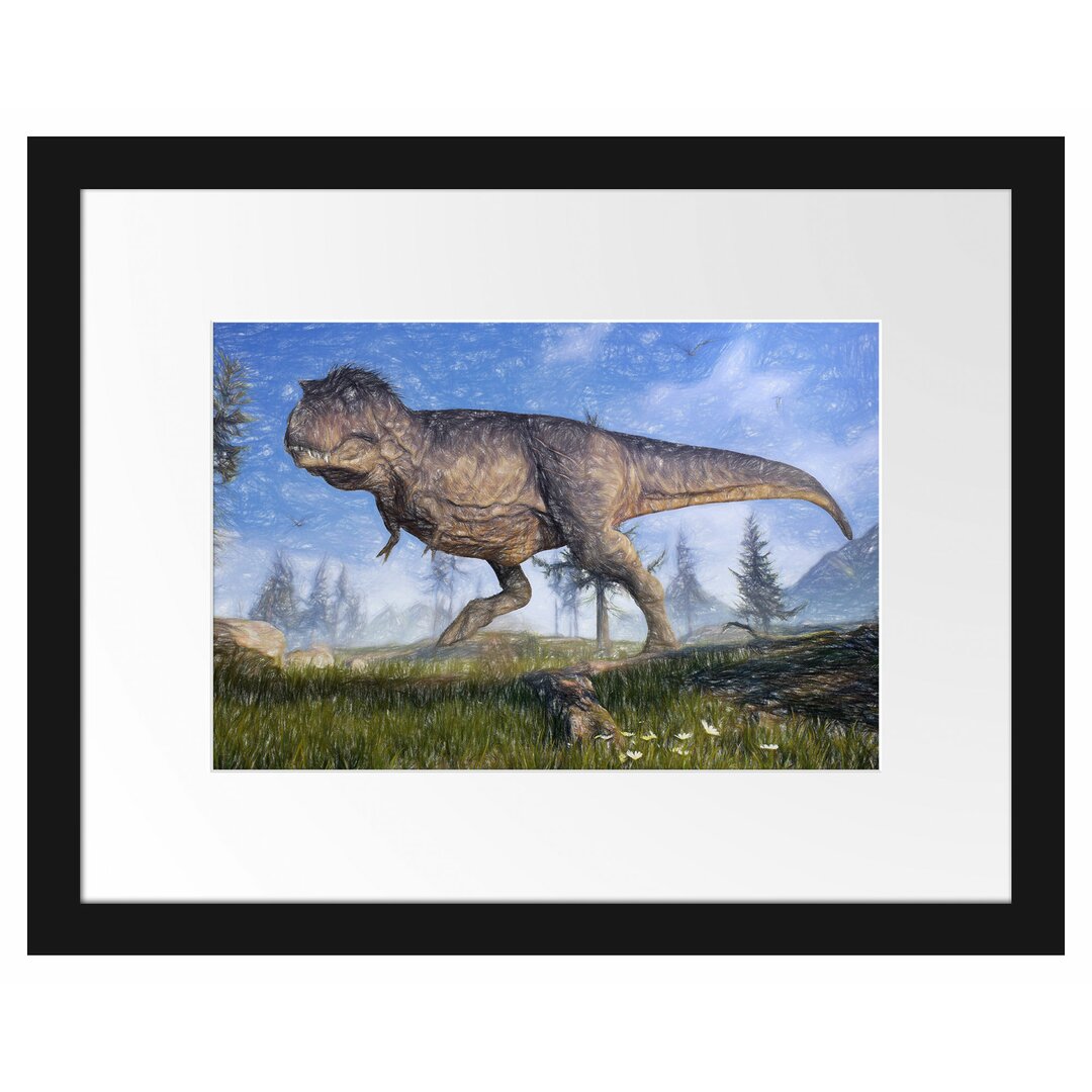 Gerahmtes Poster T-Rex Dinosaur