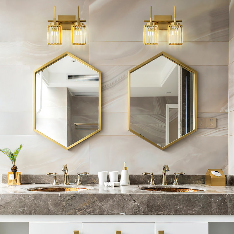 Edgars Modern Crystal Dimmable Vanity Light, Gold, 2