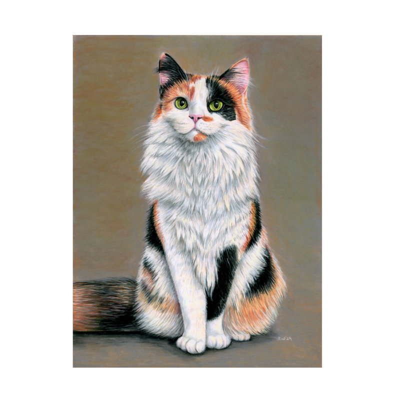 Rebecca Wang Art Calico Cat Canvas Art, 19" H x 14" W