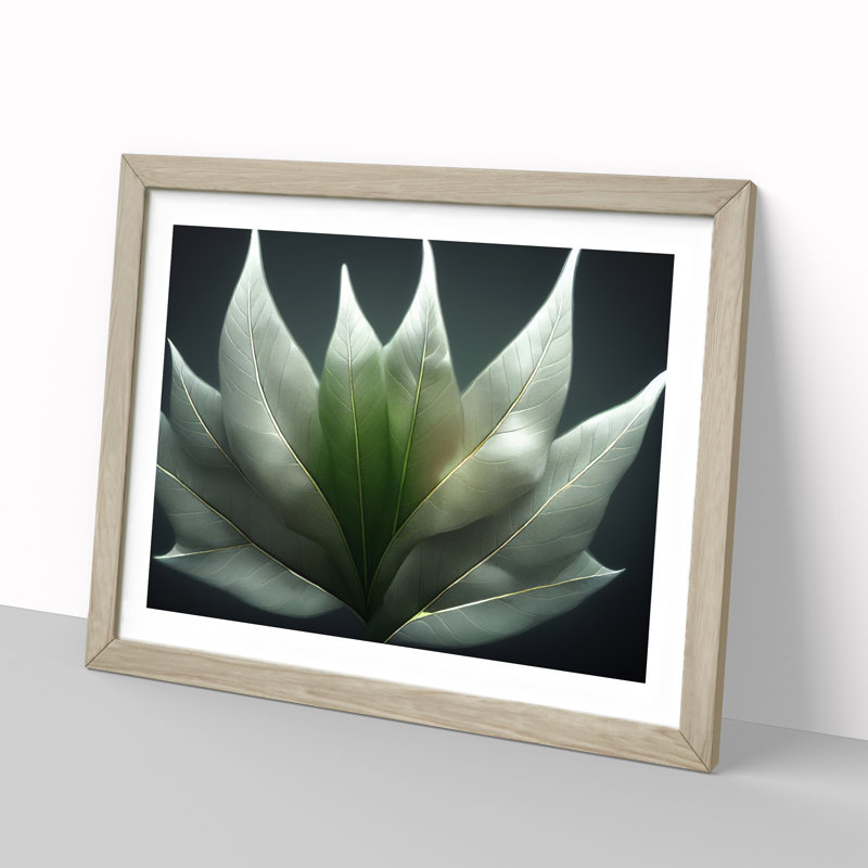 Enlightened Leaf - Single Picture Frame Print, 25cm H x 34cm W x 2cm D, Oak Framed