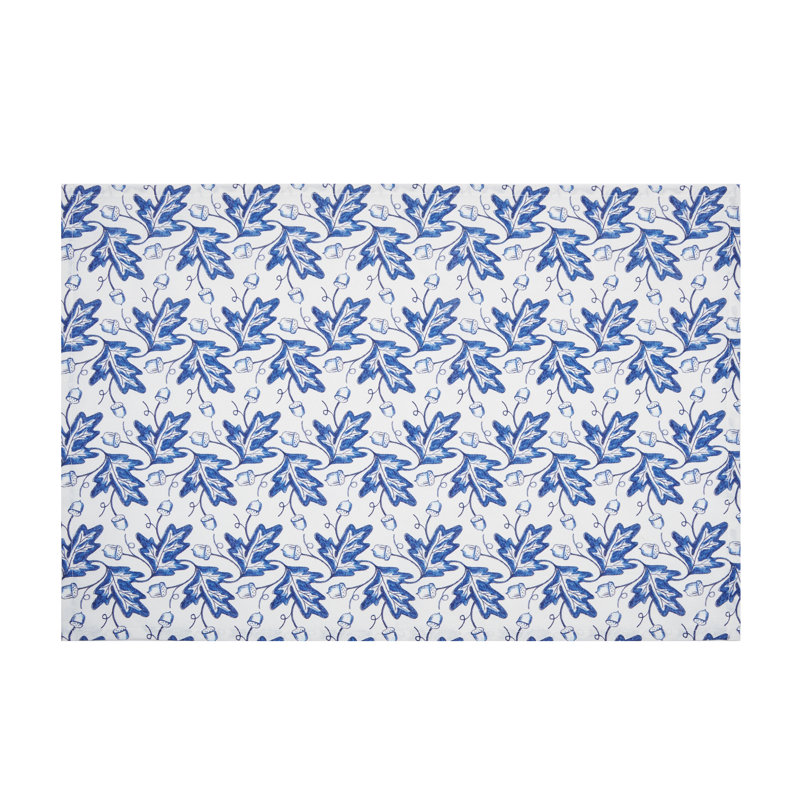 Torchon à feuilles bleues et gland