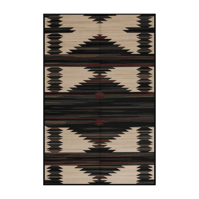 Tapis de style sud-ouest à motif de montagnes lavables , Rectangulaire 2 pi x 3 pi