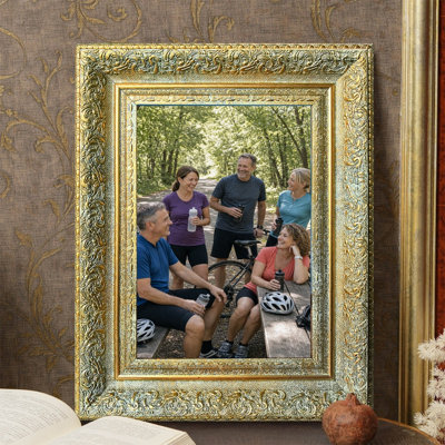 Antique Gold 3 PCS Heritage Style Picture Frame for 5" x 7" Photos and Bedroom Decor