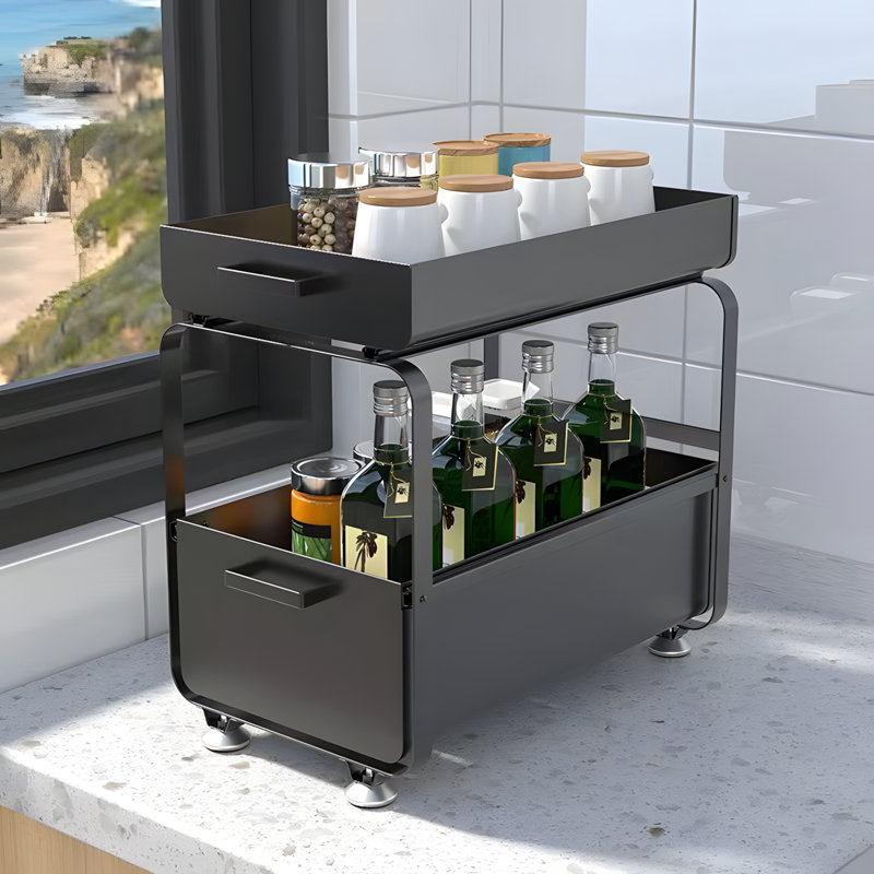 Étagère de rangement sous le lavabo avec tablettes réglables