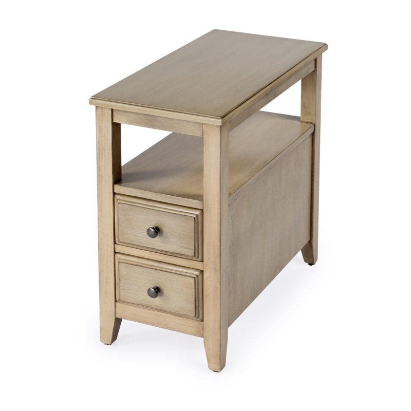 Marcus Side Table with Storage, Antique Beige