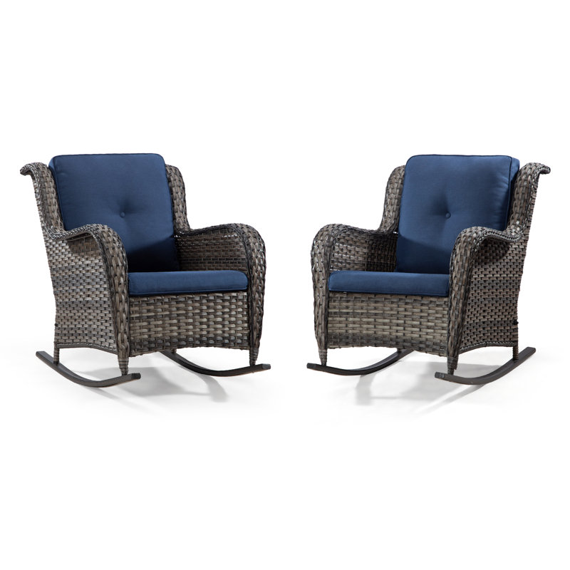 Chaise berçante d'extérieur en osier Whitakers, Bleu