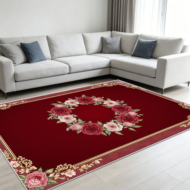 Tapis 1PC Red Rose, Rectangle 5 pi 3 po x 7 pi 7 po