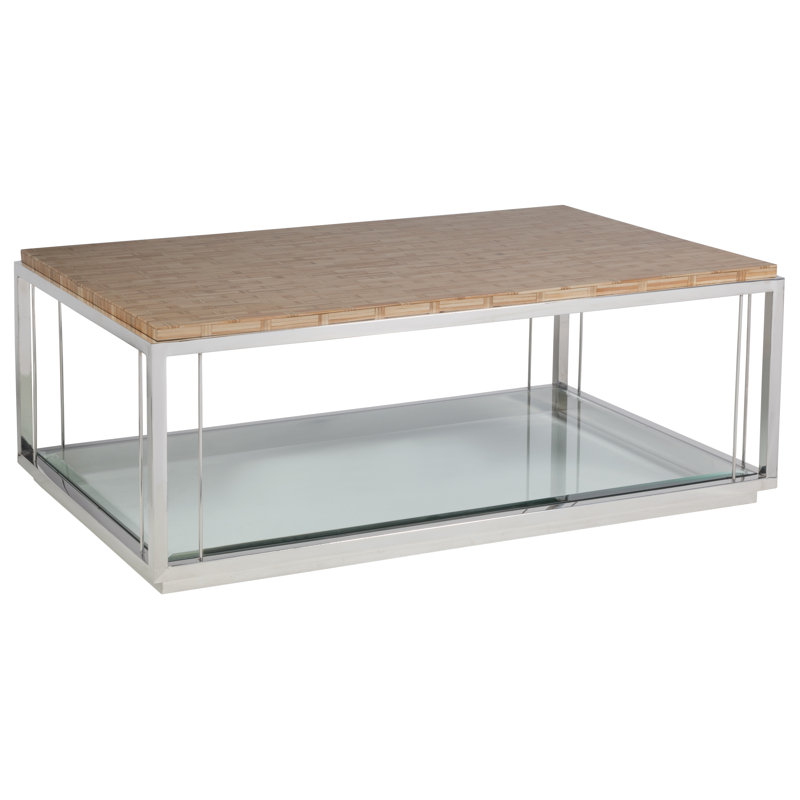 Contemporary Thatch Rectangular Cocktail Table in Gray/Brown