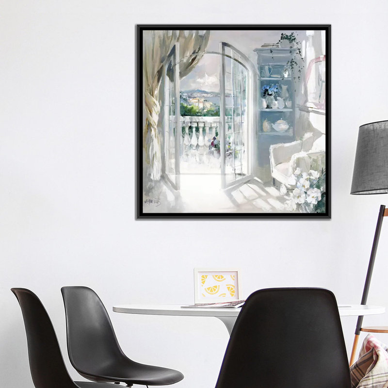 « ensoleillé room », reproduction sur toile, H 18 po x l 18 po x P 1,5 po, Toile avec cadre noir, Pas de tapis