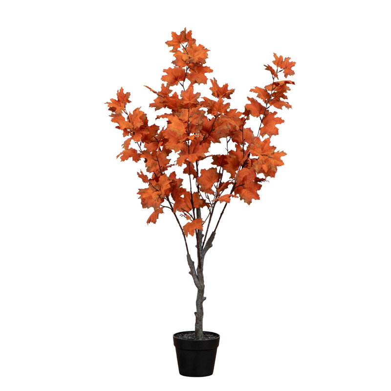 Arbre d'automne artificiel érable rustique Autumn, H 48 po x l 22 po x P 22 po, Orange fumé