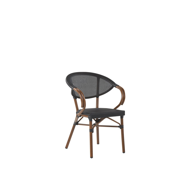 Genie Stacking Patio Dining Armchair with Cushion, Black