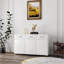 Buffet avec 3 portes 3 tiroirs, armoire de rangement moderne blanche | Panneau de fibres à densité moyenne E1 | Capacité de charge de 100 lb