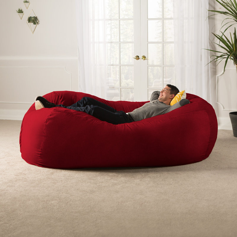 7 Foot Giant Bean Bag Sofa, Cinnabar Microsuede