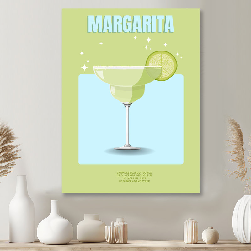 Lime Margarita mexicain cocktail II - salon d'art mural cocktails, Métal métal, H 44 po x l 34 po x P 1,5 po