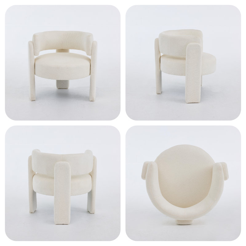 Fauteuil d'appoint Sculptural Modern, Blanc ancien