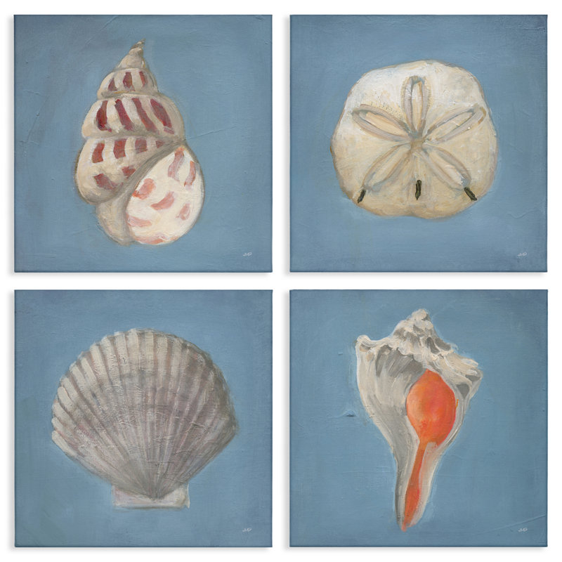 Ensemble de 4 toiles Soft Sea Shell Collection, design par Julia Purinton