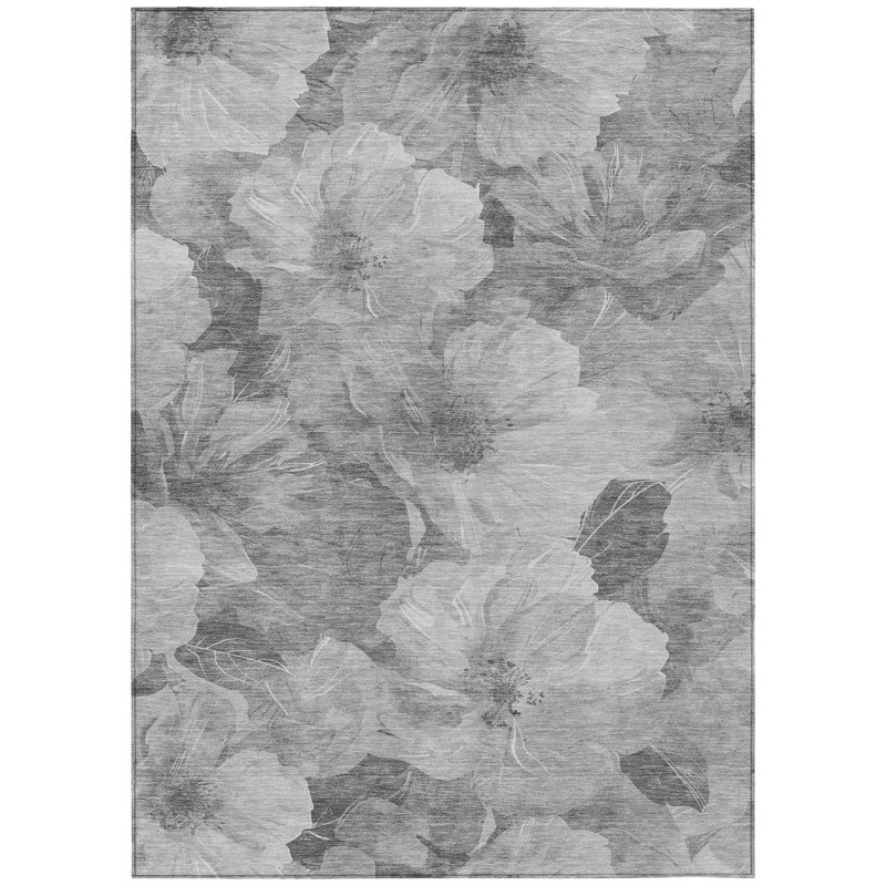 Valmera Grey Washable Indoor-Outdoor Rug - , 8' x 10'