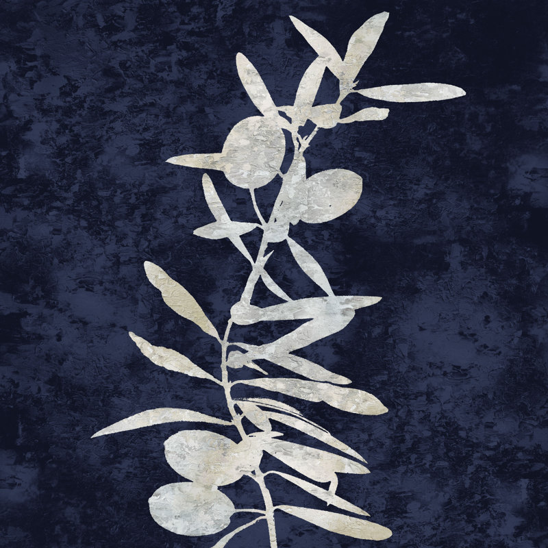 Tan And Navy Floral 4 by Danielle Carson - Wrapped Canvas Print, 30cm H x 30cm W x 3.8cm D
