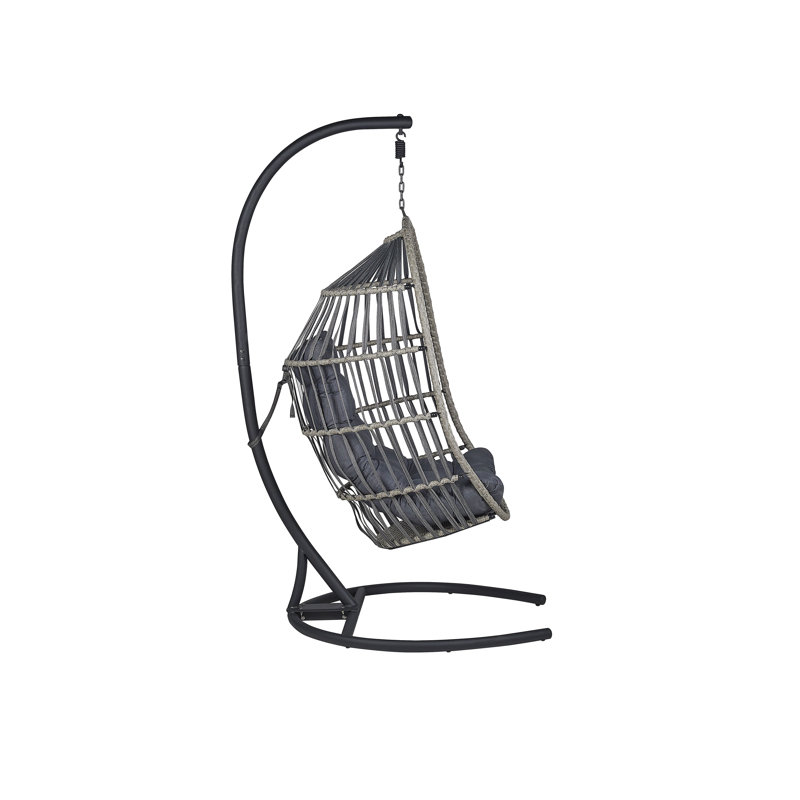 Burlison Swing Chair with Stand, Dark Grey, Brown/Beige
