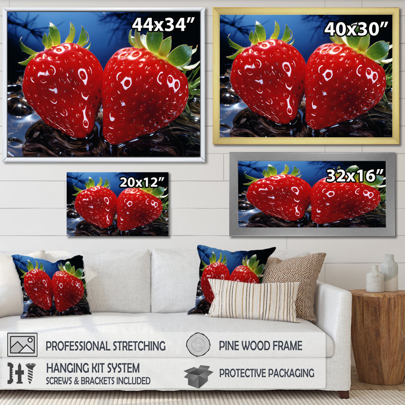 Romantiques rubis, fraise et sonate IV - fruits, art mural, H 30 po x l 40 po x P 1,5 po