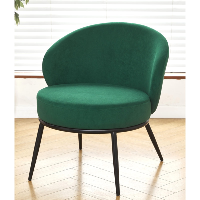 Velvet upholstery metal leg accent chair, Green Velvet