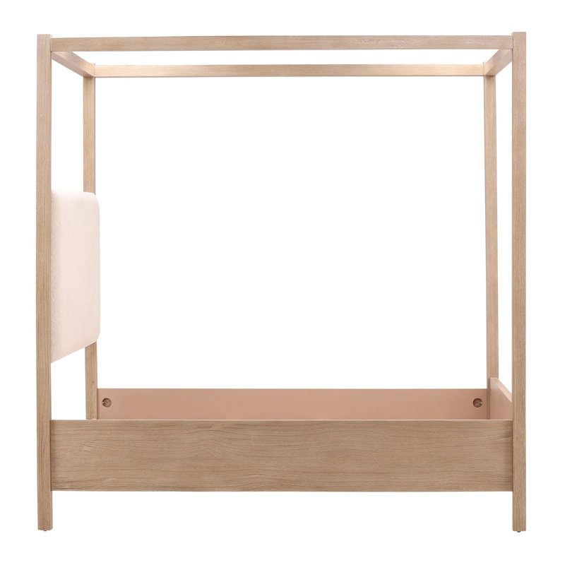 Emmalyn Solid Pine Wood Panel Bed, Everest Cream, Eastern King, Queen
