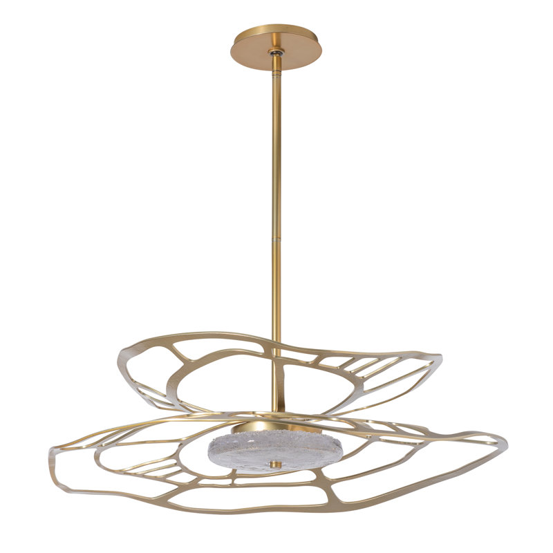 Luminaire suspendu DEL Cundiff, H 6,7 po x l 30,6 po x P 30,6 po, Laiton moderne