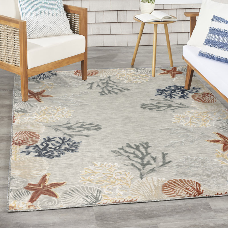  Suncoast 5'3" x 7'3" Grey Multicolor Coastal, Nautical & Beach Rug, Rectangle 5'3" x 7'3", Multicolor