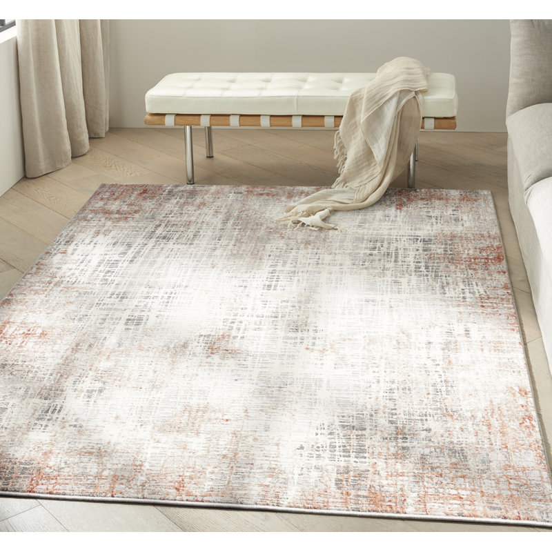 CK022 INFINITY Rust Red/Grey/Blue Area Rug, Rectangle 122 x 183cm