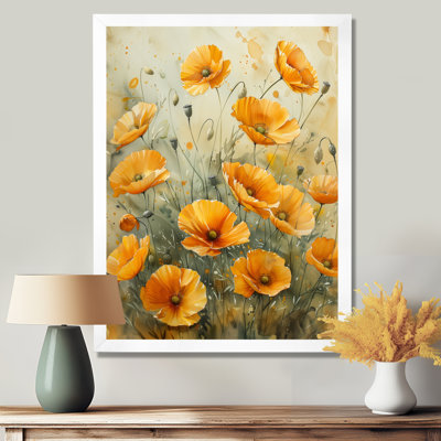 «Yellow Poppies Whispers Of Joy I» - Art mural coquelicots