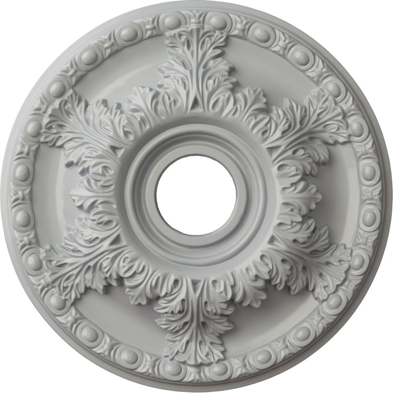 Médaillon de plafond Endurathane Granada, DE 18 po x P 3 1/2 po x P 2 1/2 po (convient aux auvents jusqu'à 6 5/8 po), Givré